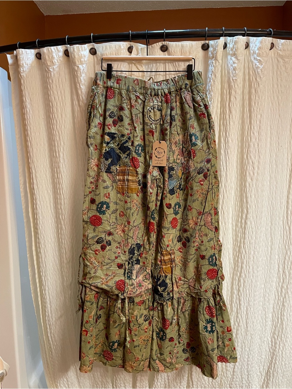 Reversible Green Floral Patchwork Wide-Leg Pants by - Picture 2 of 4